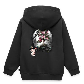 Lapin Forêt Habitants de la forêt Papillons - Sweat Premium à capuche enfant bio - noir - Dos - AI Model Kid Male (0cm)