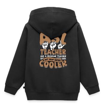 ASL Dolmetscher Gebärdensprache - Kinder Premium Organic Hoodie - Schwarz - Hinten - AI Model Kid Male (0cm)