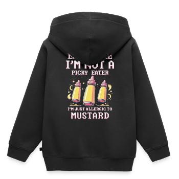 Allergie à la moutarde Je suis juste allergique à la moutarde - Sweat Premium à capuche enfant bio - noir - Dos - AI Model Kid Male (0cm)