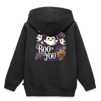 Cheerful spirit with saying "Boo to You" - Kids Premium Organic Hoodie - black - Back - AI Model Kid Male (0cm)