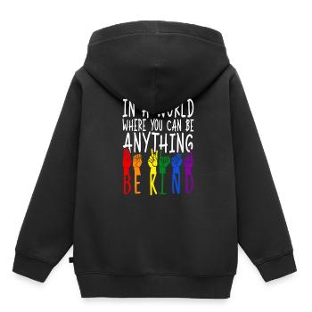 ASL Dolmetscher Gebärdensprache - Kinder Premium Organic Hoodie - Schwarz - Hinten - AI Model Kid Male (0cm)