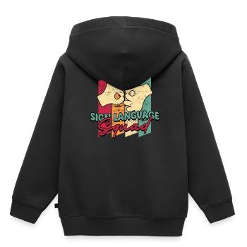 ASL Dolmetscher Gebärdensprache - Kinder Premium Organic Hoodie - Schwarz - Hinten - AI Model Kid Male (0cm)