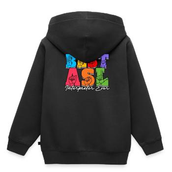 ASL Dolmetscher Gebärdensprache - Kinder Premium Organic Hoodie - Schwarz - Hinten - AI Model Kid Male (0cm)