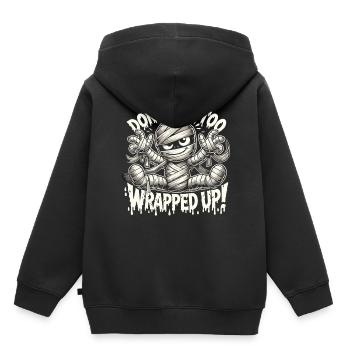 Eingewickelte Mumie Halloween Shirt - Kinder Premium Organic Hoodie - Schwarz - Hinten - AI Model Kid Male (0cm)