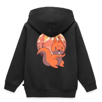 Enfant écureuil enfants - Sweat Premium à capuche enfant bio - noir - Dos - AI Model Kid Male (0cm)