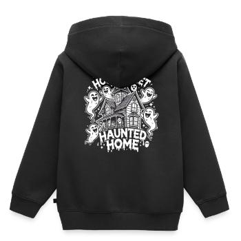Maison hantée effrayante d’Halloween - Sweat Premium à capuche enfant bio - noir - Dos - AI Model Kid Male (0cm)