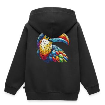 Toucan exotique en mosaïque - Sweat Premium à capuche enfant bio - noir - Dos - AI Model Kid Male (0cm)
