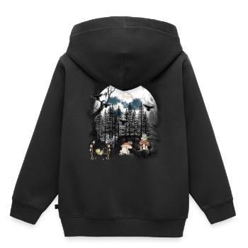 Wald Natur Frosch Frösche mystisch - Kinder Premium Organic Hoodie - Schwarz - Hinten - AI Model Kid Male (0cm)