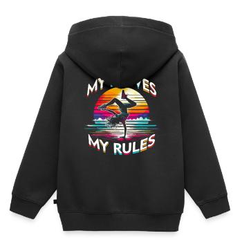 Breakdance B-boy Mes mouvements Mes règles - Sweat Premium à capuche enfant bio - noir - Dos - AI Model Kid Male (0cm)