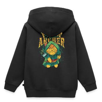 Archer de tir à l’arc Craignez l’archer - Sweat Premium à capuche enfant bio - noir - Dos - AI Model Kid Male (0cm)
