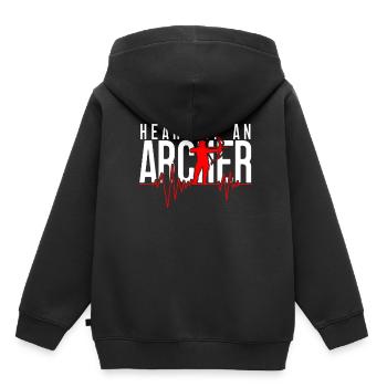 Archer de tir à l’arc Cœur d’un archer - Sweat Premium à capuche enfant bio - noir - Dos - AI Model Kid Male (0cm)