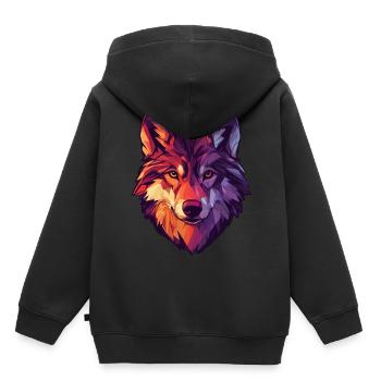Floral Wolf Vintage Blumen Wolf Gesicht für Wölfe - Kinder Premium Organic Hoodie - Schwarz - Hinten - AI Model Kid Male (0cm)