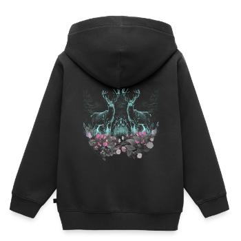 Hirsch Hirsche Wild Blumen Natur Waldtiere Rehbock - Kinder Premium Organic Hoodie - Schwarz - Hinten - AI Model Kid Male (0cm)