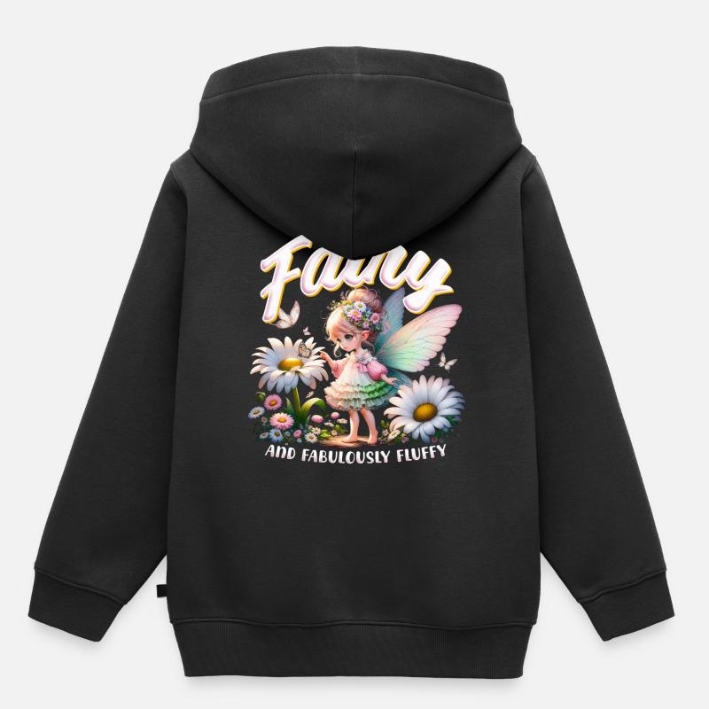 Fée Férocement féerique et fabuleusement moelleuse - Sweat Premium à capuche enfant bio - noir