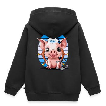 Cochon Marin Timonier Ancre Maritime - Sweat Premium à capuche enfant bio - noir - Dos - AI Model Kid Male (0cm)
