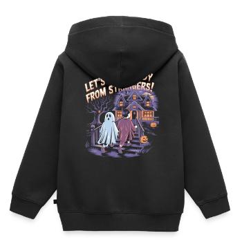 Prenez des bonbons d’inconnus ! - Chemise d’Halloween - Sweat Premium à capuche enfant bio - noir - Dos - AI Model Kid Male (0cm)