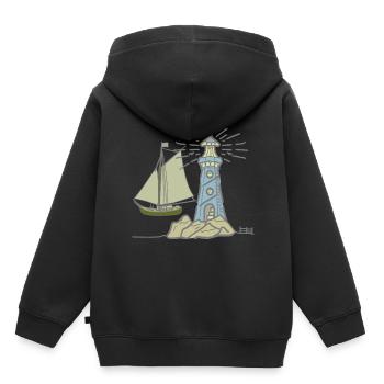 Lighthouse maritime sailing ship ship ships sea - Kids Premium Organic Hoodie - black - Back - AI Model Kid Male (0cm)