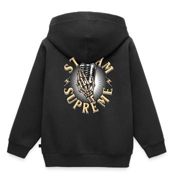 Podcast Podcaster Podcasting - Sweat Premium à capuche enfant bio - noir - Dos - AI Model Kid Male (0cm)