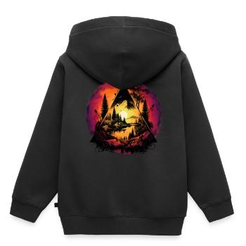 Nature, Nature Lover, Forest, Sunset - Kids Premium Organic Hoodie - black - Back - AI Model Kid Male (0cm)