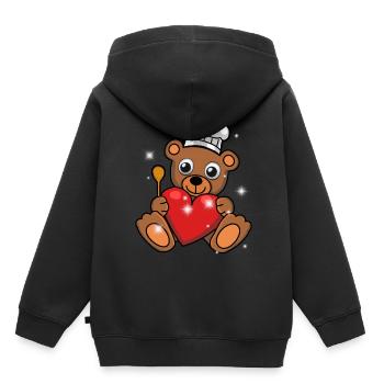 Ours en peluche Cuisinier Cuisinier Cuisinier - Sweat Premium à capuche enfant bio - noir - Dos - AI Model Kid Male (0cm)