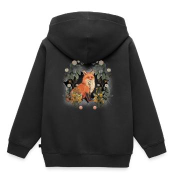 Renard Enfant Enfants Habitants de la forêt Animaux de la forêt Renarde - Sweat Premium à capuche enfant bio - noir - Dos - AI Model Kid Male (0cm)