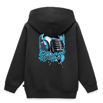 Podcast Podcaster Podcasting - Sweat Premium à capuche enfant bio - noir - Dos - AI Model Kid Male (0cm)