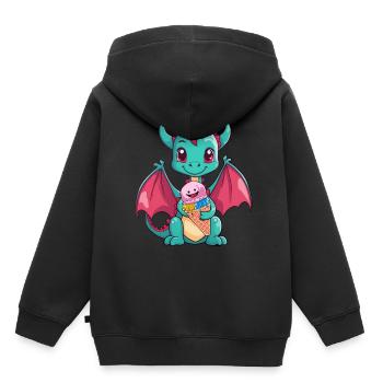 Dino Dragon Dragon Cream Cône Glace Snacking Enfants - Sweat Premium à capuche enfant bio - noir - Dos - AI Model Kid Male (0cm)