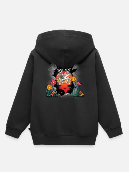 Möwen Möwe Sonnenuntergang Blume maritim - Kinder Premium Organic Hoodie - Schwarz