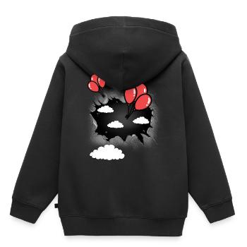 Nuages Nuage Ballons Célestes Ballon Vol - Sweat Premium à capuche enfant bio - noir - Dos - AI Model Kid Male (0cm)
