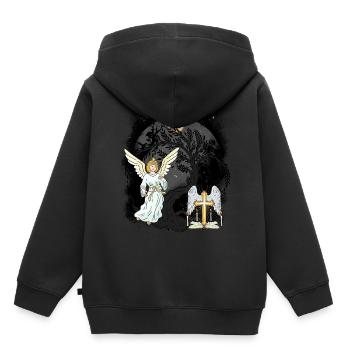 Mystisch Engel Kreuz Kreuze Kruzifix spirituell - Kinder Premium Organic Hoodie - Schwarz - Hinten - AI Model Kid Male (0cm)