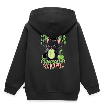 ASMR Rituel de grignotage étonnamment délicieux - Sweat Premium à capuche enfant bio - noir - Dos - AI Model Kid Male (0cm)