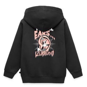 Perte auditive Je suis tout ouïe - Sweat Premium à capuche enfant bio - noir - Dos - AI Model Kid Male (0cm)