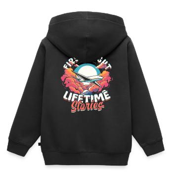 Premier vol Vol en avion Premier vol - Sweat Premium à capuche enfant bio - noir - Dos - AI Model Kid Male (0cm)