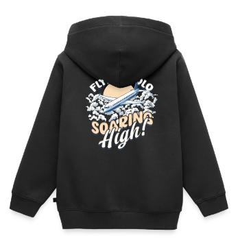 Premier pilote de vol solo Voler en solo Soaring High - Sweat Premium à capuche enfant bio - noir - Dos - AI Model Kid Male (0cm)