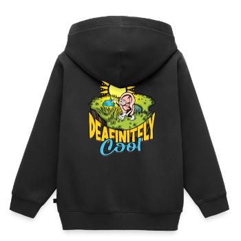 Perte auditive Décidément cool - Sweat Premium à capuche enfant bio - noir - Dos - AI Model Kid Male (0cm)