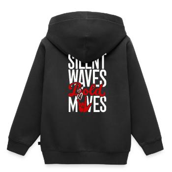 Perte auditive Perte auditive soudaine Ondes silencieuses Mouvements audacieux - Sweat Premium à capuche enfant bio - noir - Dos - AI Model Kid Male (0cm)
