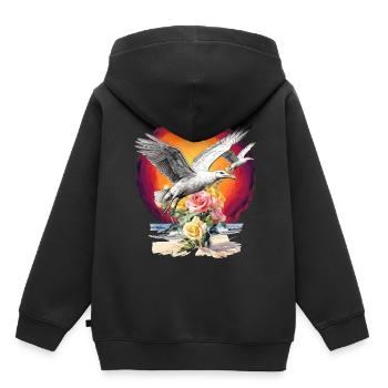 Mouette Mouettes Fleurs maritimes Occasions maritimes - Sweat Premium à capuche enfant bio - noir - Dos - AI Model Kid Male (0cm)