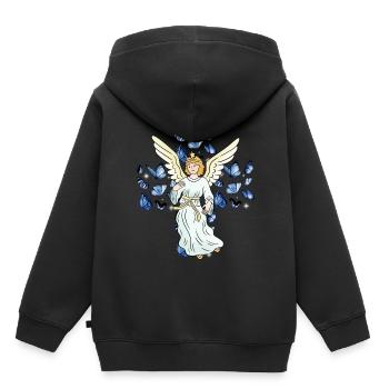 Ange Croix Crucifix Papillons Croix - Sweat Premium à capuche enfant bio - noir - Dos - AI Model Kid Male (0cm)
