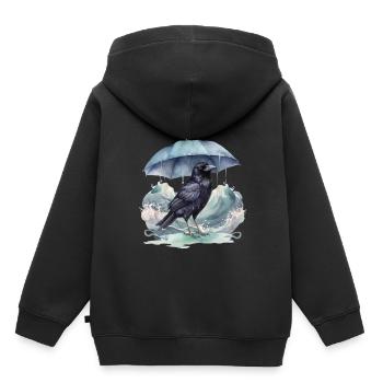 Vogel Vögel Regenschirm Wetter Küste Meer - Kinder Premium Organic Hoodie - Schwarz - Hinten - AI Model Kid Male (0cm)