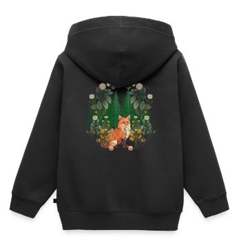 Renards, Renards, Forêt, Animaux de la forêt, Habitants de la forêt - Sweat Premium à capuche enfant bio - noir - Dos - AI Model Kid Male (0cm)