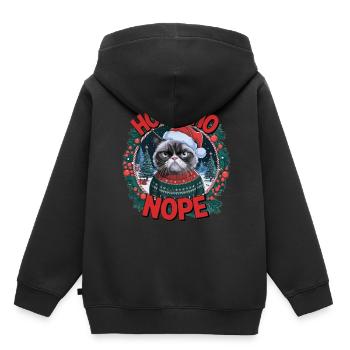 Weihnachtsmuffel-Shirt: Grummelige Weihnachtskatze - Kinder Premium Organic Hoodie - Schwarz - Hinten - AI Model Kid Male (0cm)