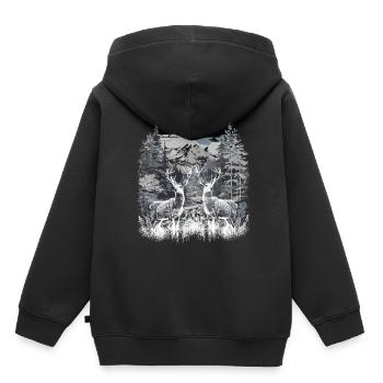Hirsch Hirsche Rehbock Rentiere Elch Rehkitz - Kinder Premium Organic Hoodie - Schwarz - Hinten - AI Model Kid Male (0cm)