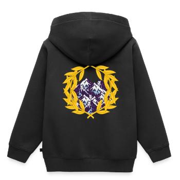 Couronne de laurier alpinisme alpinisme montagnes montagnes - Sweat Premium à capuche enfant bio - noir - Dos - AI Model Kid Male (0cm)