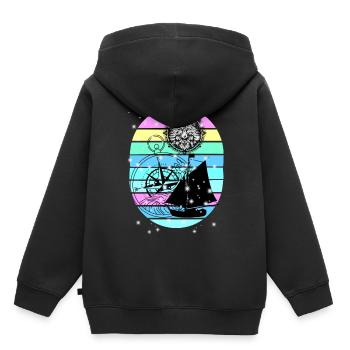 maritim Segelschiff Kompass Seefahrt Seemann - Kinder Premium Organic Hoodie - Schwarz - Hinten - AI Model Kid Male (0cm)