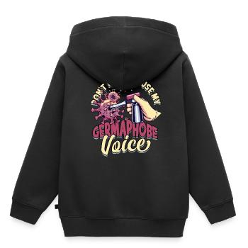 Phobie nucléaire Mysophobie - Sweat Premium à capuche enfant bio - noir - Dos - AI Model Kid Male (0cm)