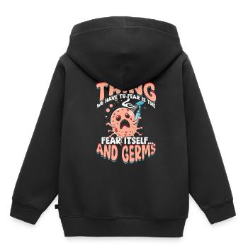 Phobie nucléaire Mysophobie - Sweat Premium à capuche enfant bio - noir - Dos - AI Model Kid Male (0cm)