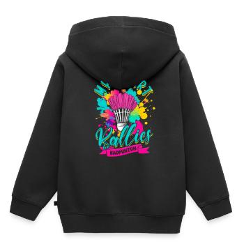 Badminton Mon cœur se rallie pour le badminton - Sweat Premium à capuche enfant bio - noir - Dos - AI Model Kid Male (0cm)