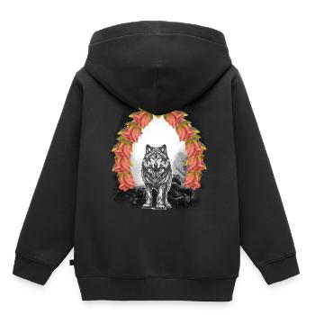 Loup loups Halloween conte de fées conte de fées caractère mystique - Sweat Premium à capuche enfant bio - noir - Dos - AI Model Kid Male (0cm)