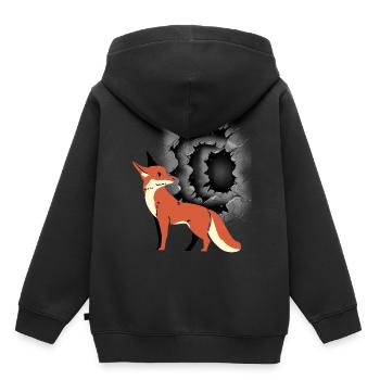 Conte de fées renard renards renarde renarde personnage de conte de fées enfants - Sweat Premium à capuche enfant bio - noir - Dos - AI Model Kid Male (0cm)