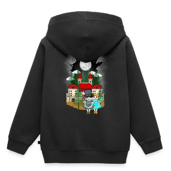 Enfants Enfant Conte de fées Conte de fées Personnage Chat Chats - Sweat Premium à capuche enfant bio - noir - Dos - AI Model Kid Male (0cm)